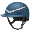 Charles Owen Halo Luxe Riding Helmet - Navy/Platinum -Equestrian Supply Store cowenhaloluxemattenavyplatinum1rdy