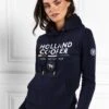 Holland Cooper Tri Colour Crest Hoodie - Ink Navy -Equestrian Supply Store hctricresthoodink1rdy