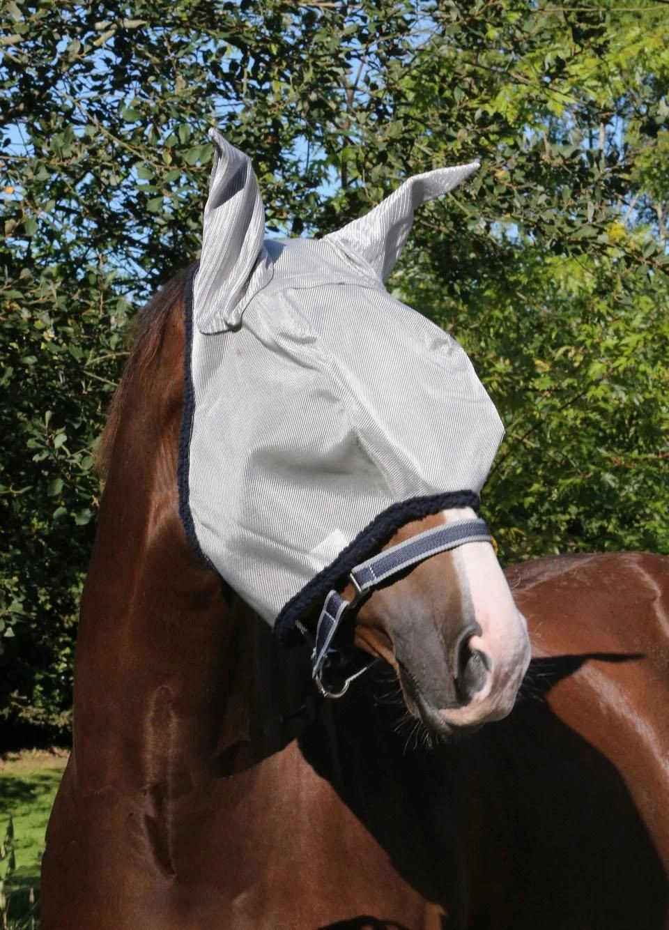 Amigo Fly Mask - Silver/Navy 3 Amigo Fly Mask - Silver/Navy