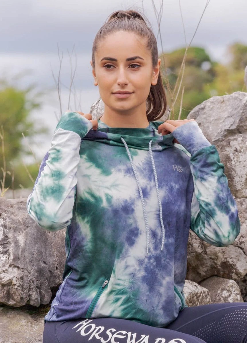Horseware Technical Hooded Top - Green/Navy Tie Dye 3 Horseware Technical Hooded Top - Green/Navy Tie Dye