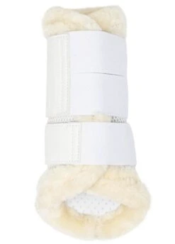 LeMieux Fleece Edged Mesh Brushing Boots - White/Natural -Equestrian Supply Store lmfleeceedgedbootwhite4rdy