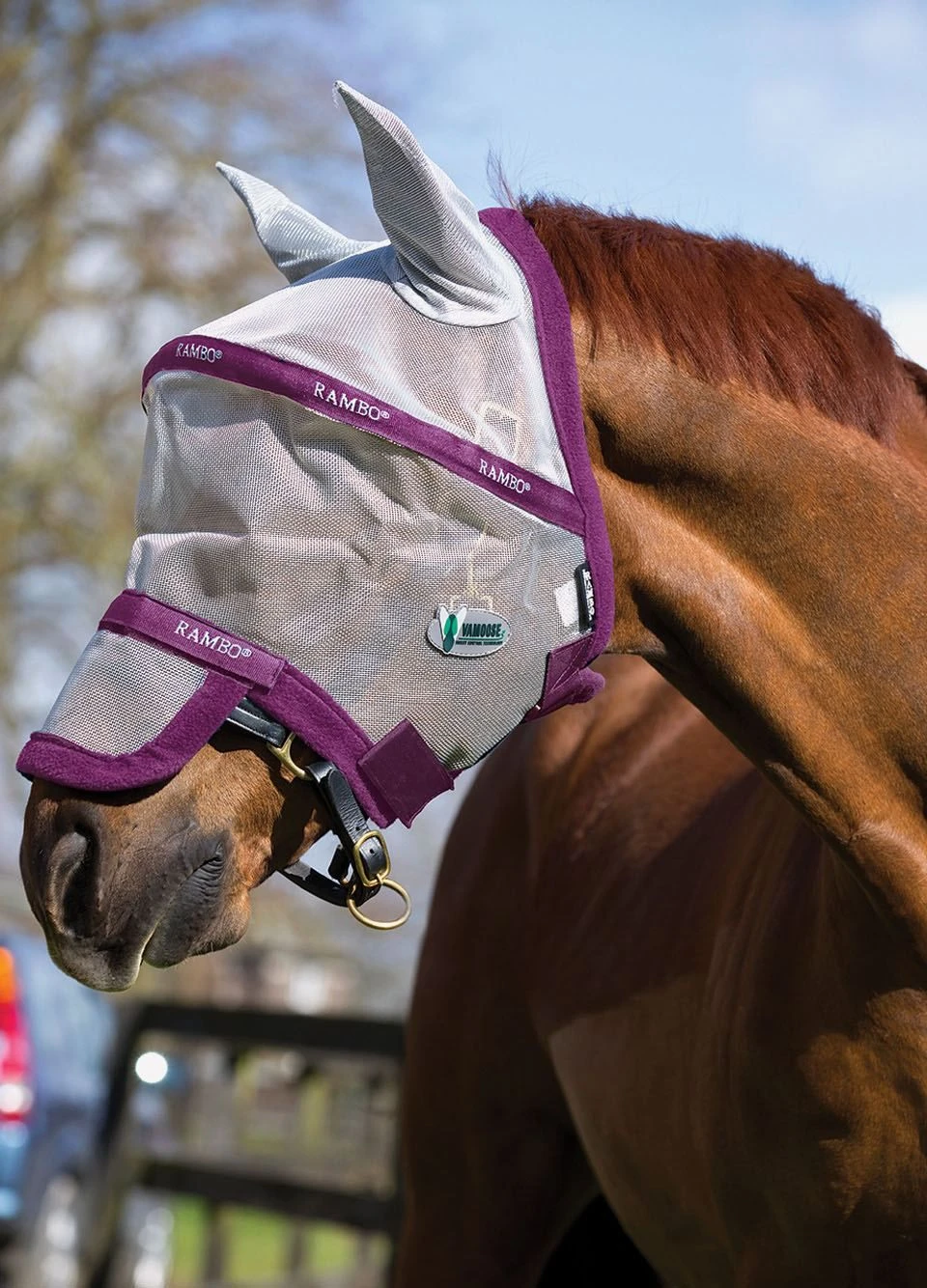 Rambo Plus Fly Mask - Vamoose - Silver/Purple 3 Rambo Plus Fly Mask - Vamoose - Silver/Purple