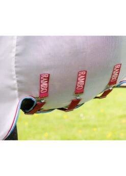 Rambo Protector Disc Front - Oatmeal/Cherry -Equestrian Supply Store rambo protector oatmeal cherry 4rdy