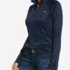 Ariat Womens Sunstopper 2.0 1/4 Zip Baselayer - Navy Dot -Equestrian Supply Store sunstopperdot2rdy