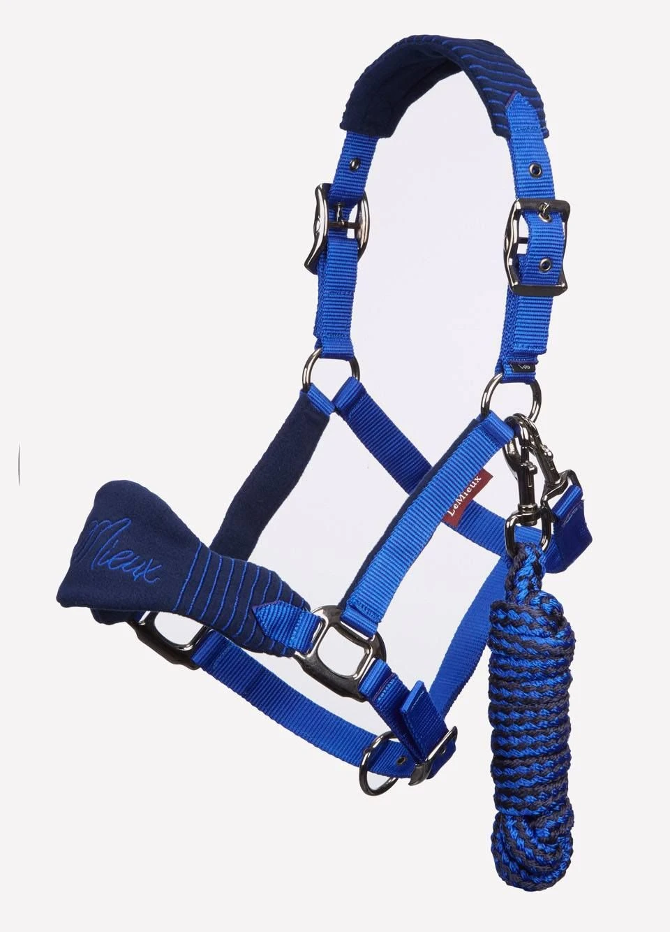 LeMieux Vogue Fleece Headcollar & Rope - Navy/Royal Blue 3 LeMieux Vogue Fleece Headcollar & Rope - Navy/Royal Blue